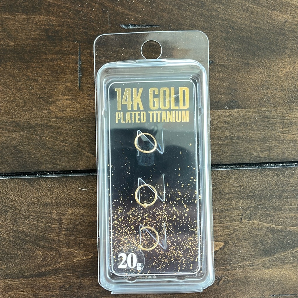 New Gold Plated Titanium Nose Rings 20 Gauge